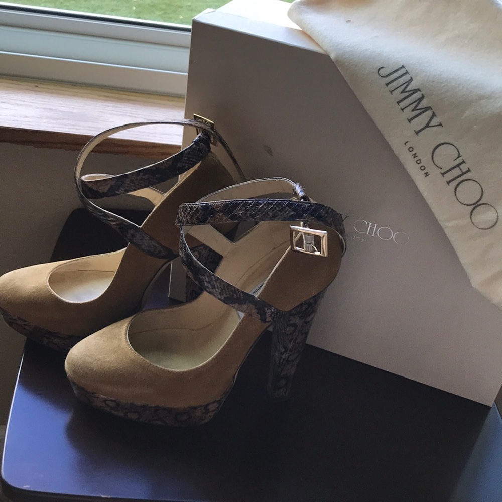 Jimmy Choo-suede/snake skin heels